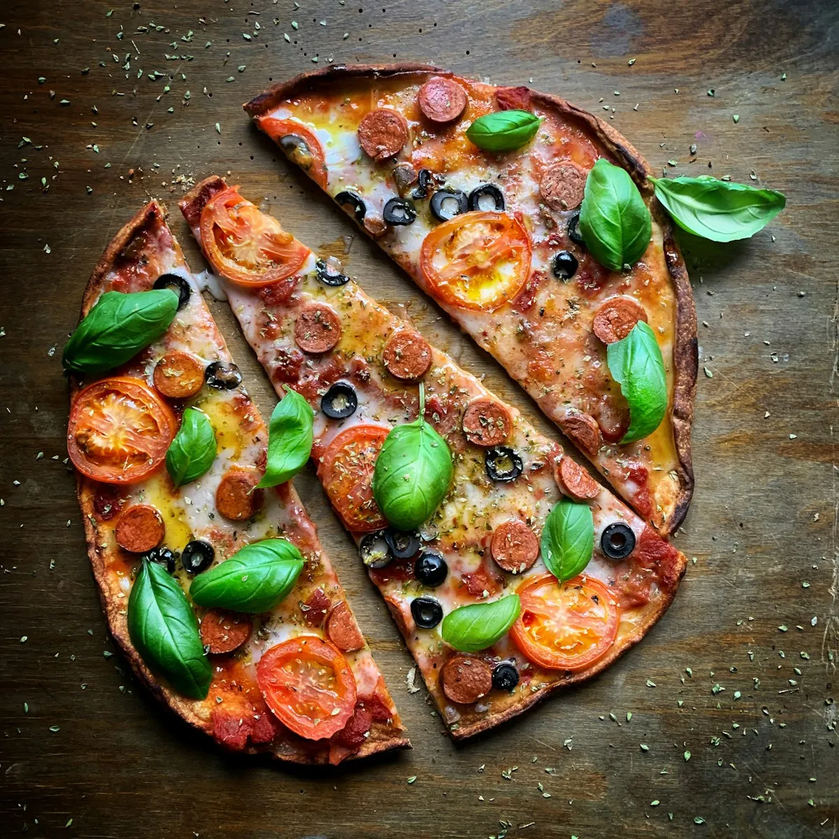 Margherita apizza with basil and fior di latte